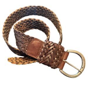 Mixit Brown Genuine Leather Woven Belt Size Medium Made in India